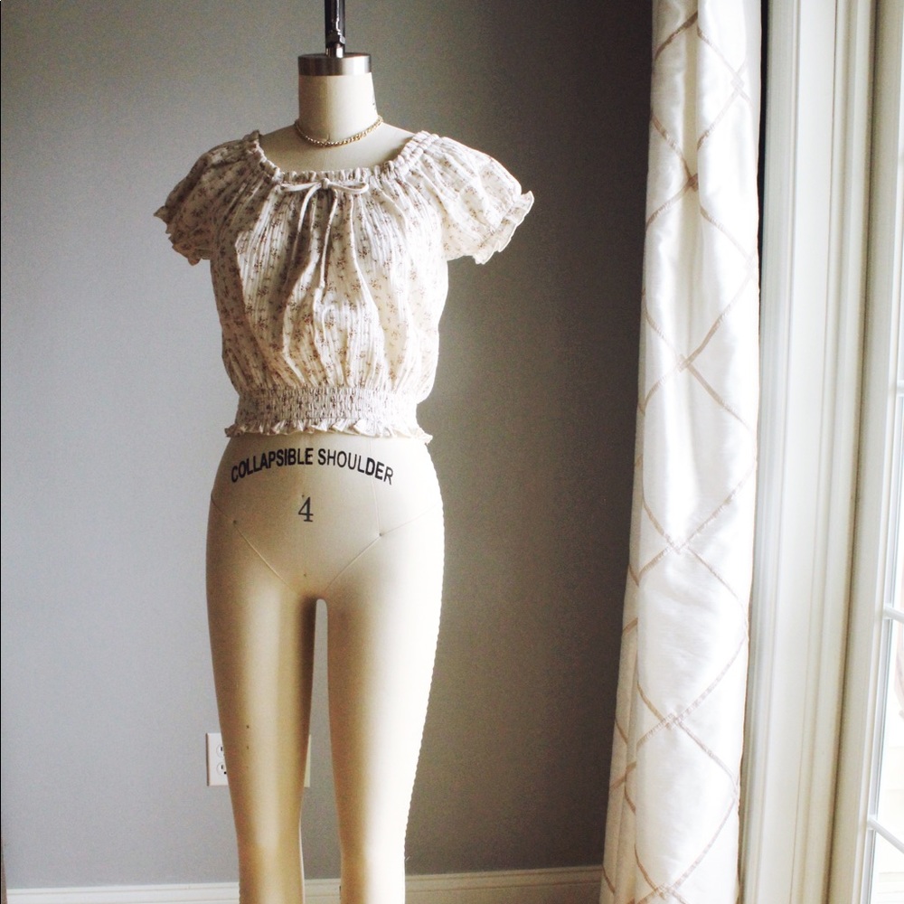 Brand New - Off Shoulder Floral Crop Top with Front Tie